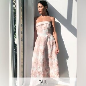 Elegant Strapless Floral Dress - Chi Chi London